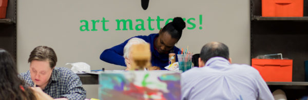 Group working on art