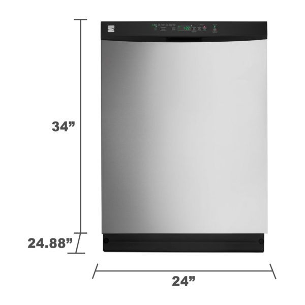 Closed dishwasher with dimensions